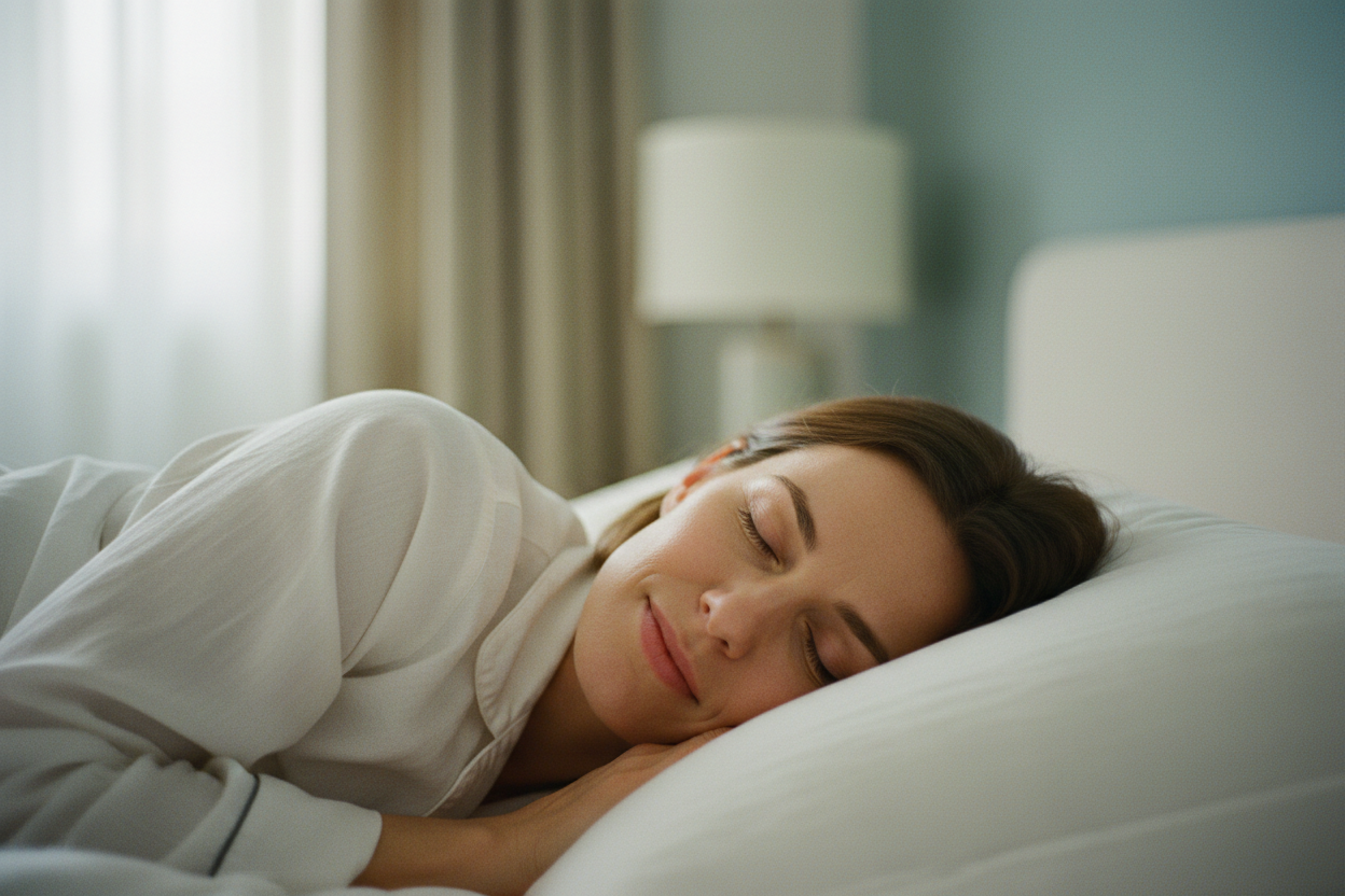Peaceful woman sleeping closeup